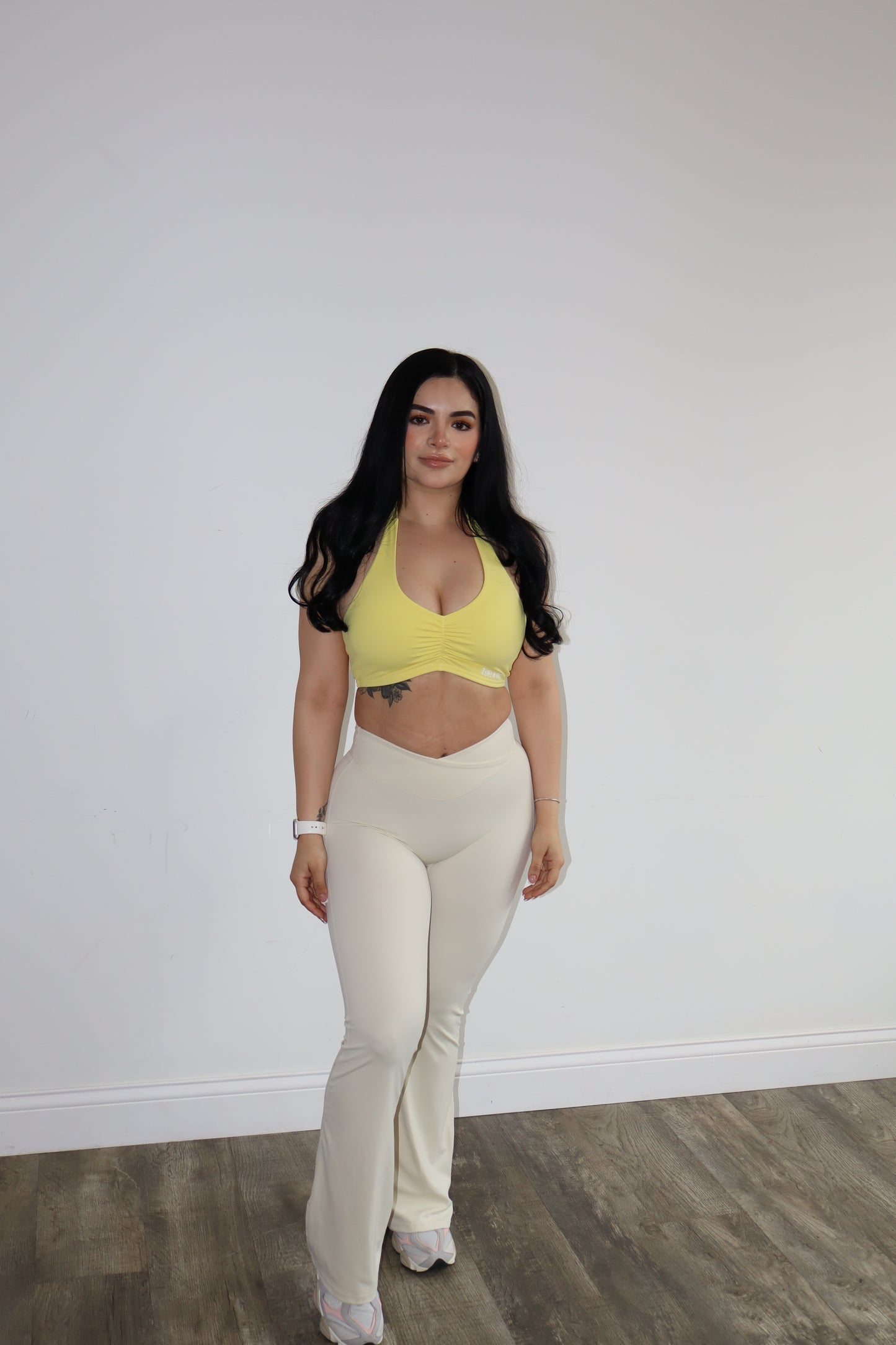 Cream Sculpt Wide-Leg Leggings