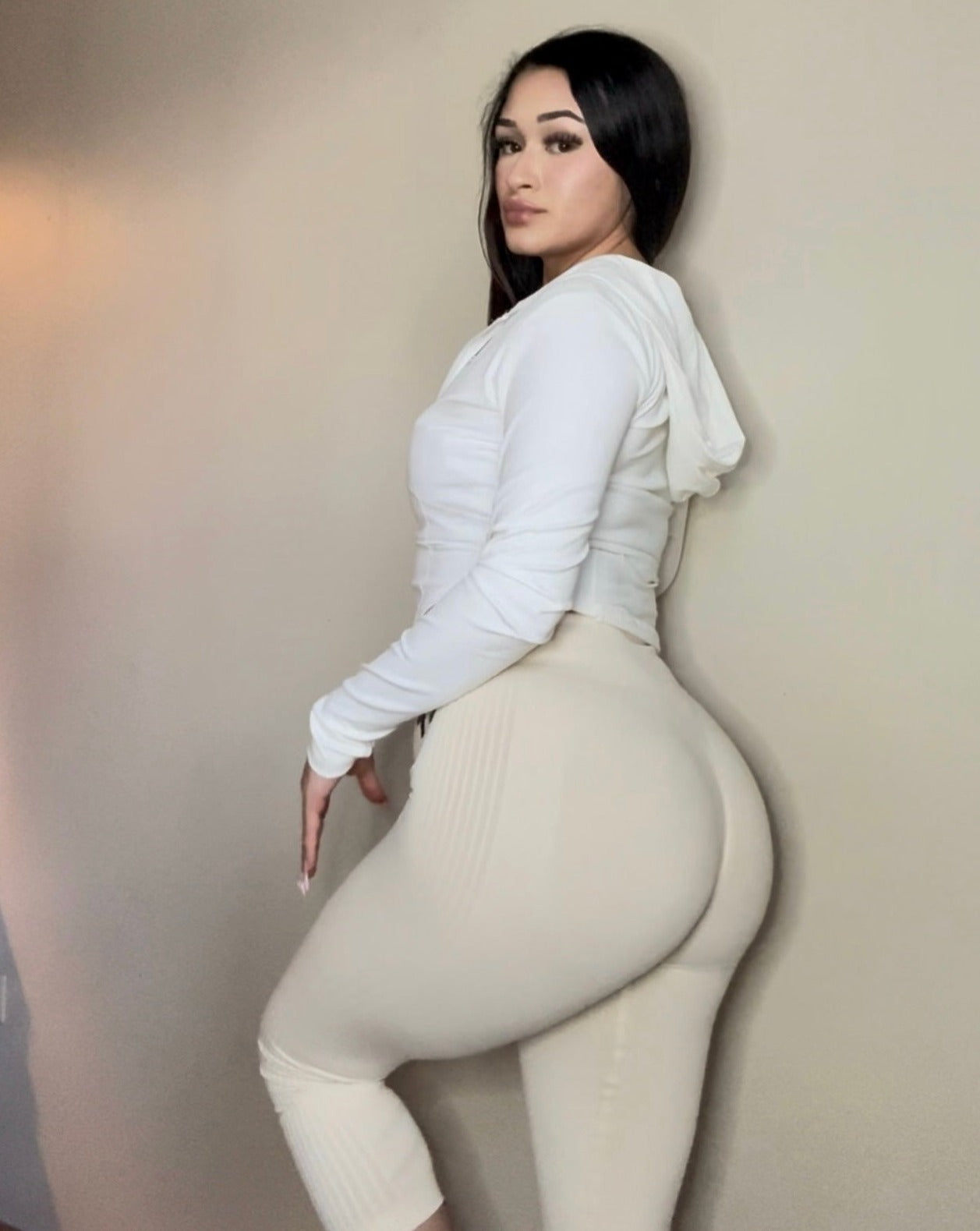 White Cropped Long Sleeve Zip Up