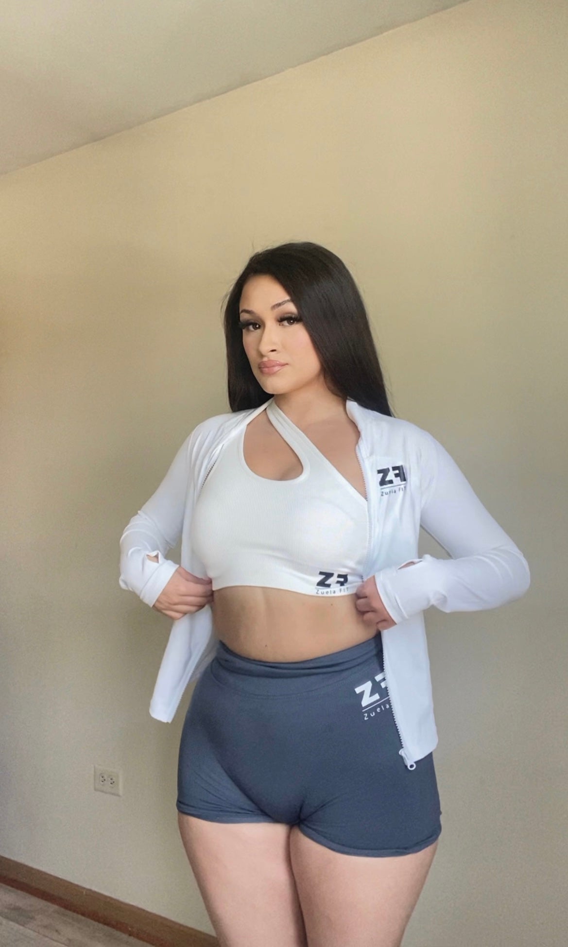 White Zip Up