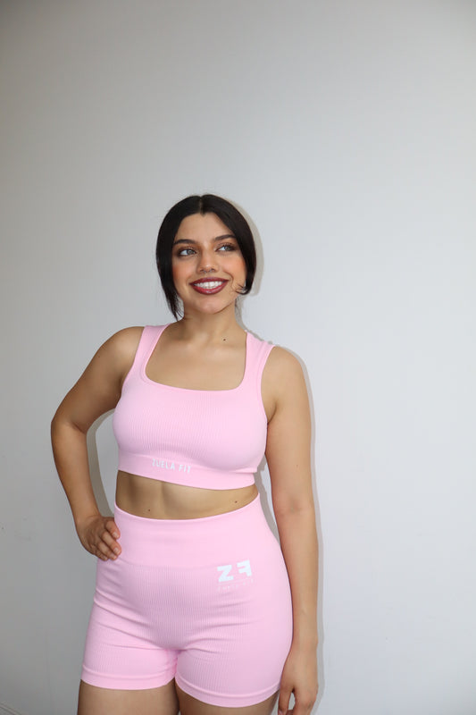Pink Squared Sports Bra